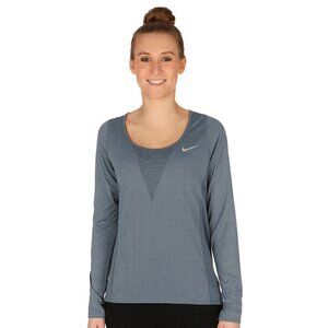 Nike Zonal Cooling Relay Womens Long Sleeve Training Top T-Shirt Gray Blue Sz S